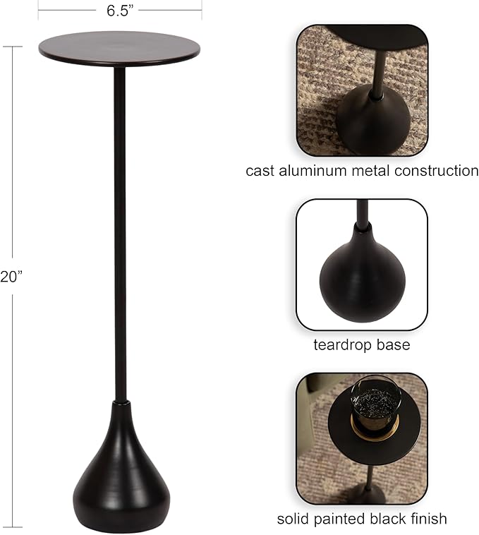 Kate and Laurel Hersi Decorative Modern Pedestal Drink Table; 7 x 7 x 20; - Image 3