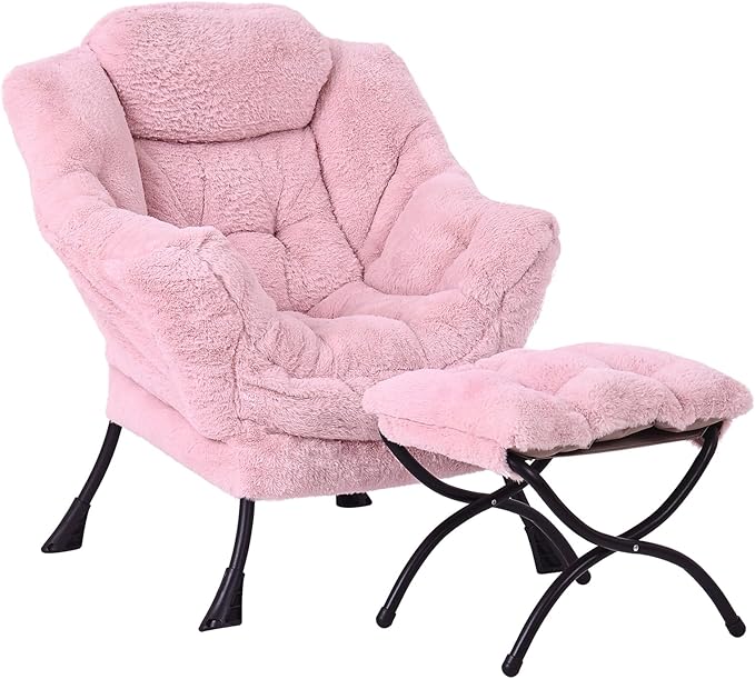 Lazy Chair with Ottoman, Modern Accent Chair Lounge Leisure Sofa Chair with by SESHINELL