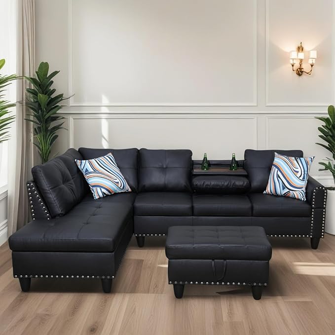 L Shaped Sectional Couches for Living Room, Modular 4 Seat Sofa - Image 3