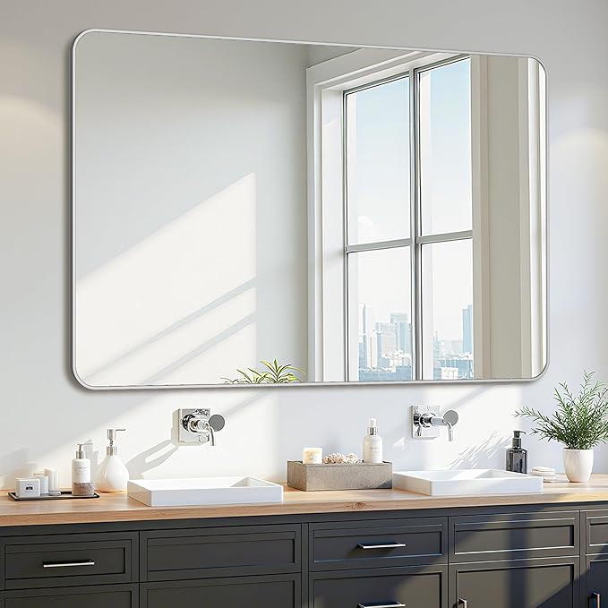 Bathroom Mirror 55" x 36", Large Rectangle Wall Mirror, Entryway Decor by Unknown
