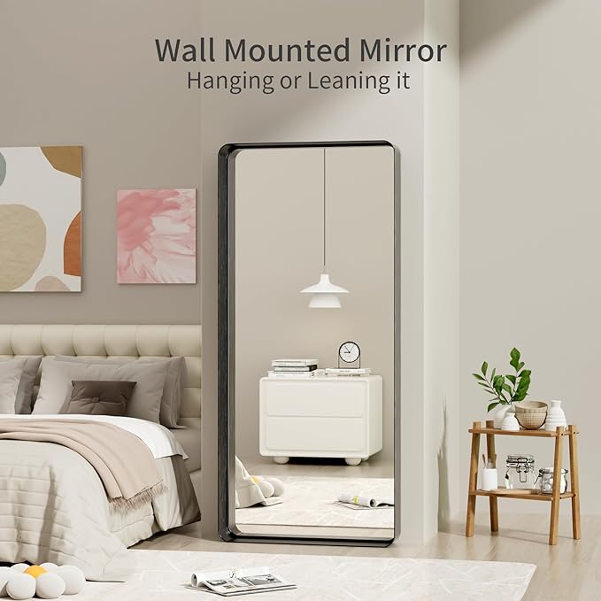 Koonmi Black Bathroom Mirror for Wall, 30x71 Inch Matte Metal Deep Framed - Image 3