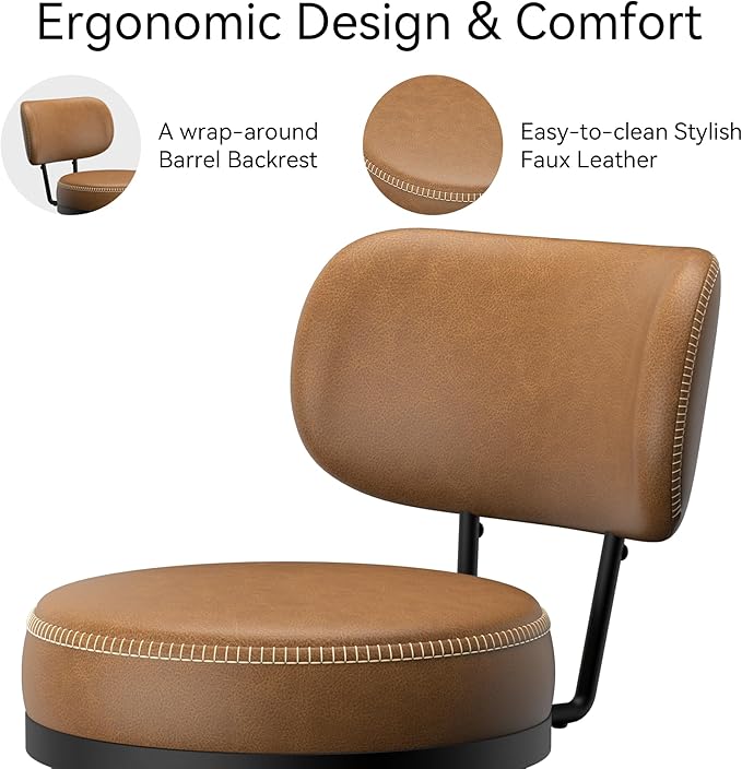 Counter Height Bar Stools, Faux Leather Kitchen Counter Stools - Image 6