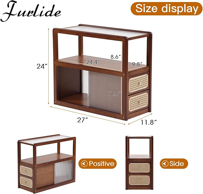 Rattan Nightstand Side Table - Image 2