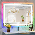 44x32 Inch RGB LED Bathroom Mirror Front Light and RGB Backlit Lighted Vanity by YEELAIT