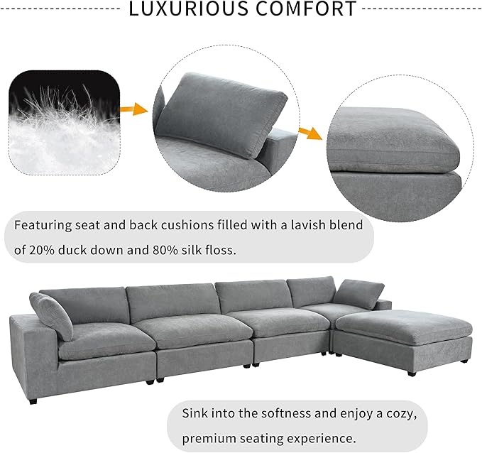 176.4 Inch L Shaped Modular Sectional Sofa - Image 6