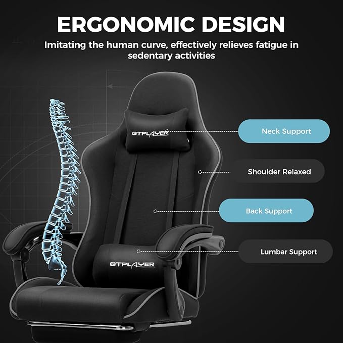 GTPLAYER Gaming Chair with Footrest, Computer Chair with and Lumbar Support - Image 8