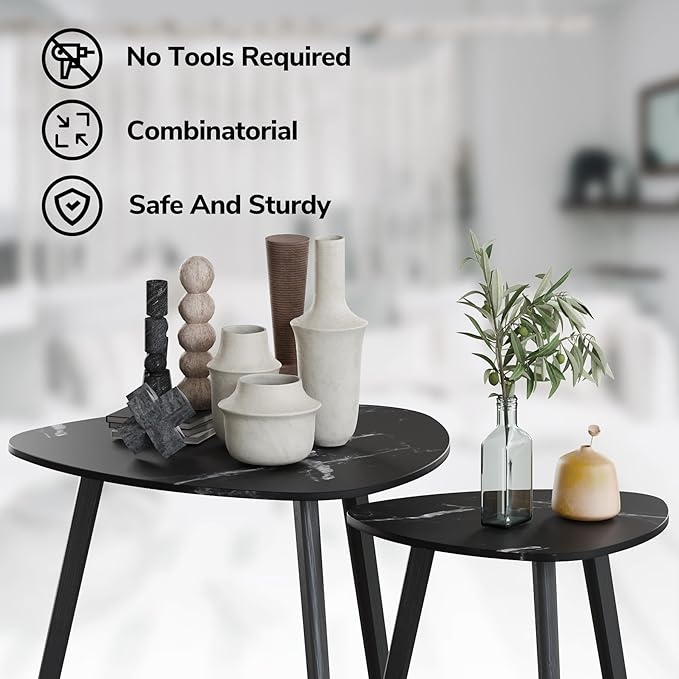 BAMEOS Bamboo Nesting Triangle End Table - Image 7