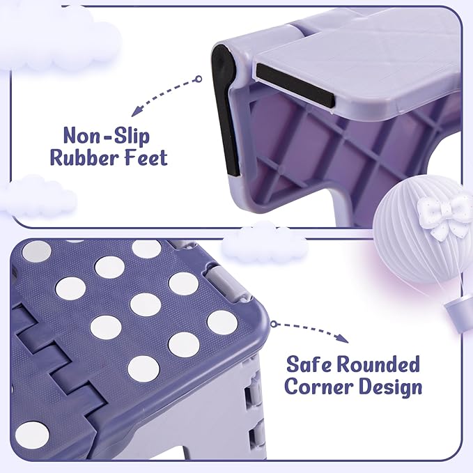 ACSTEP 9 Inch Folding Step Stool 300 LB Capacity Plastic Foldable Step Stools - Image 6