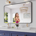 Koonmi Bathroom Mirror, 36X55 Inch Black Metal Framed Mirror by KOONMI