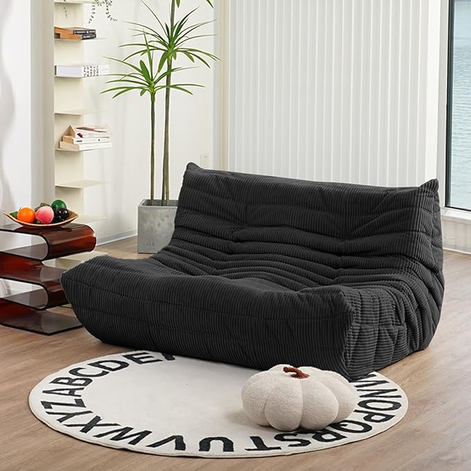 N&V Fireside Loveseat, Mid Century Armless Twin Size Floor Sofa, Soft Premium by NV