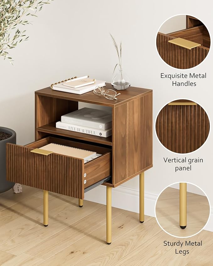 Masupu Night Stand, Mid-Century Modern Bedside Table - Image 3