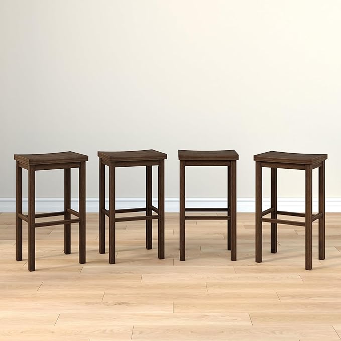 Grain & Grove Smith Collection Set of 4 Solid Wood Bar Stools, 30 inch by GrainGrove
