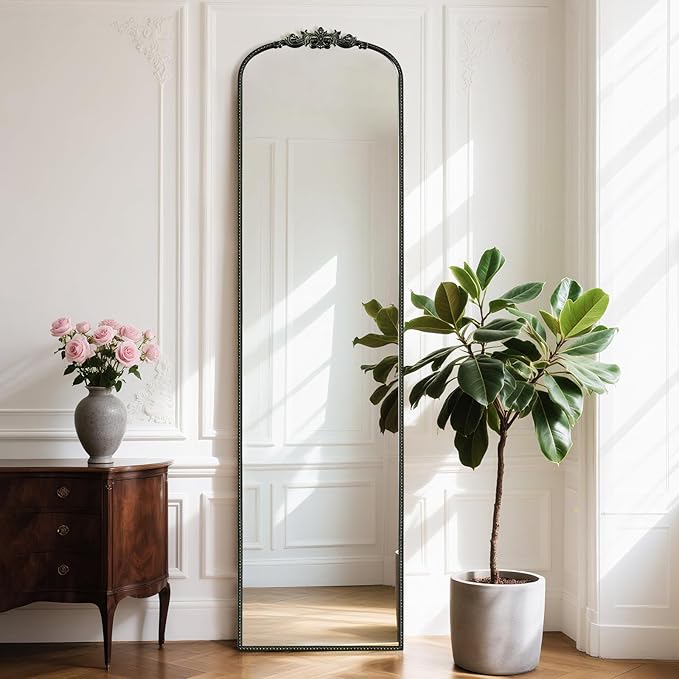 WallBeyond Arched Full Length Mirror Wall Mounted, 21x78 Inch Black Antique - Image 4