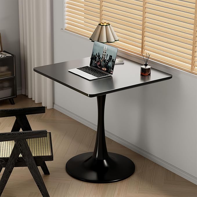 24" Black Small Dining Table for 2 or 4, Small Square Tulip Table for Kitchen - Image 9