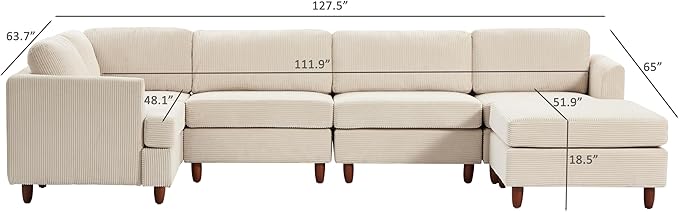 127.5" L/U-Shaped Sectional Couch - Image 5