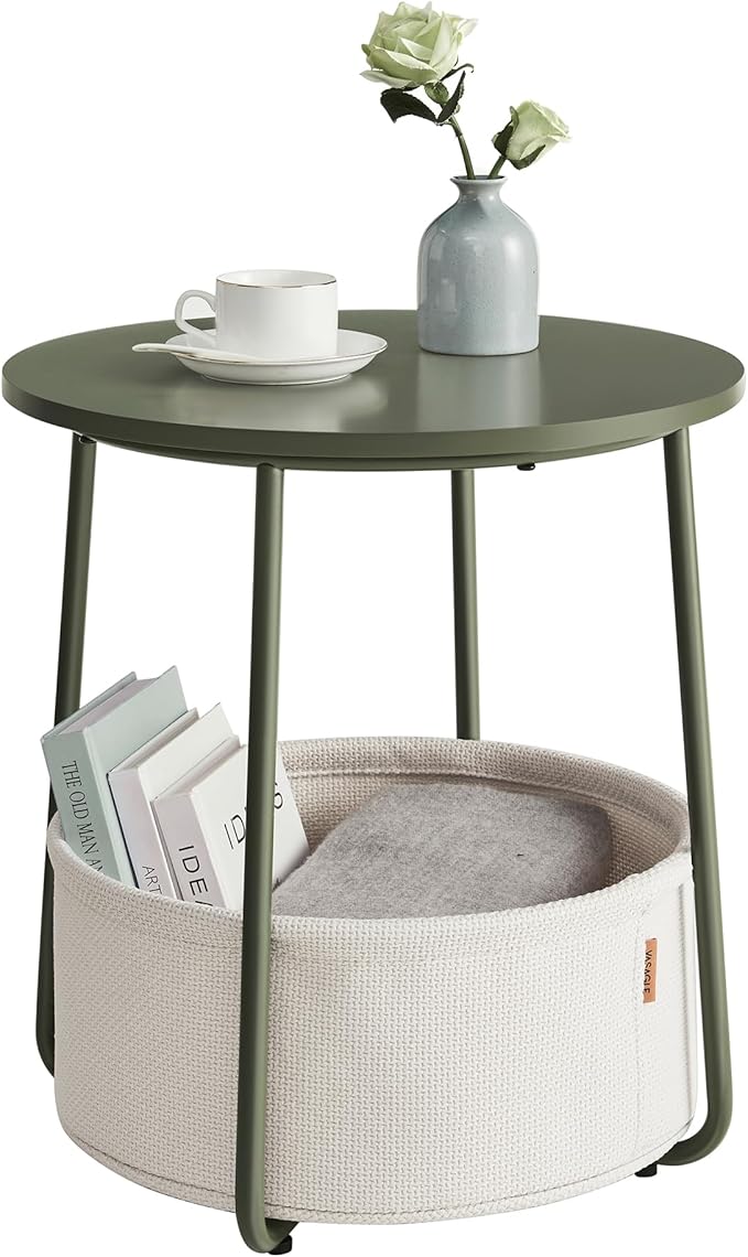 VASAGLE Small Round Side End Table, Modern Nightstand by VASAGLEbySONGMICSHOME