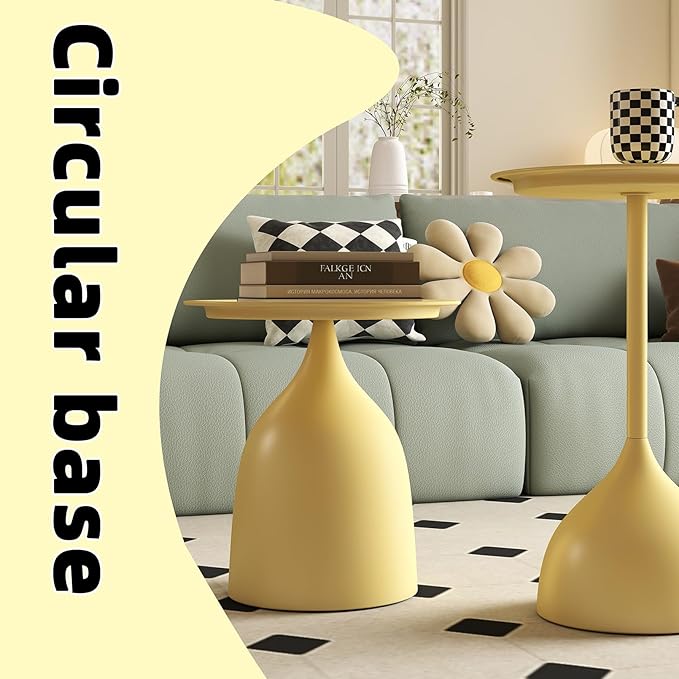 hitsuki Yellow Nesting Coffee Table Set of 2 Funky Colorful Round Metal End - Image 4
