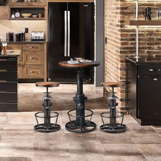 Topower Industrial Bar Table 38.58-48.43" Adjustable Pub Table Kitchen Dining - Image 8