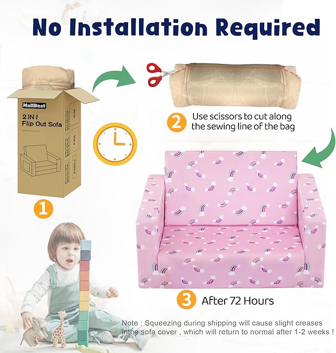 MallBest Kids Sofas Toddler Couch Bed Baby's Upholstered Chair Sleepover Couch - Image 7