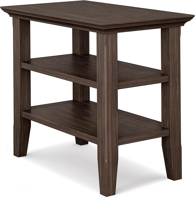 SIMPLIHOME Acadian 14-inch Wide Solid Wood Narrow End Table in Farmhouse Brown by SimpliHome