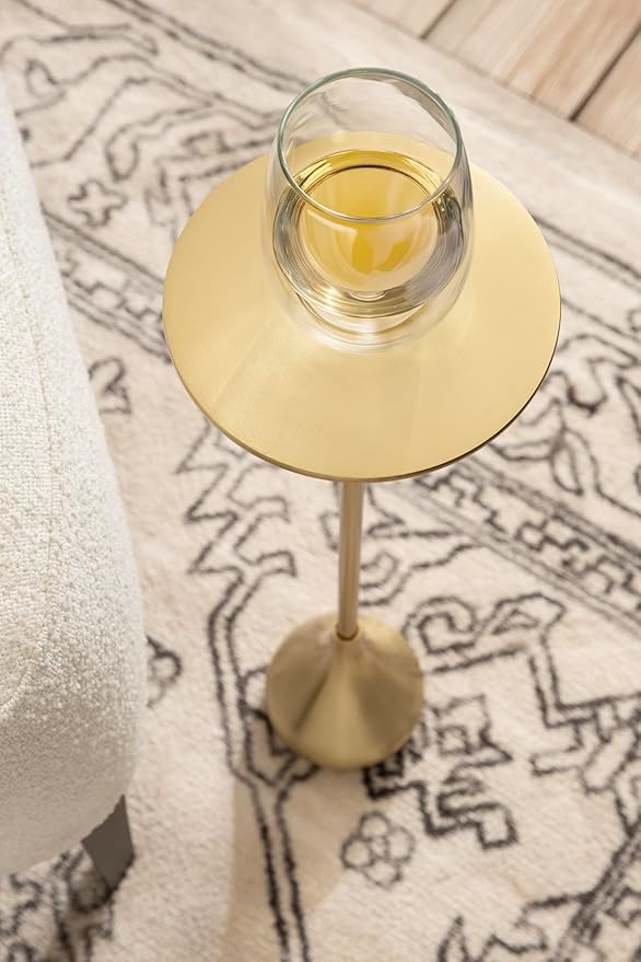 Kate and Laurel Hersi Decorative Modern Pedestal Drink Table; 7 x 7 x 20; Gold; - Image 6