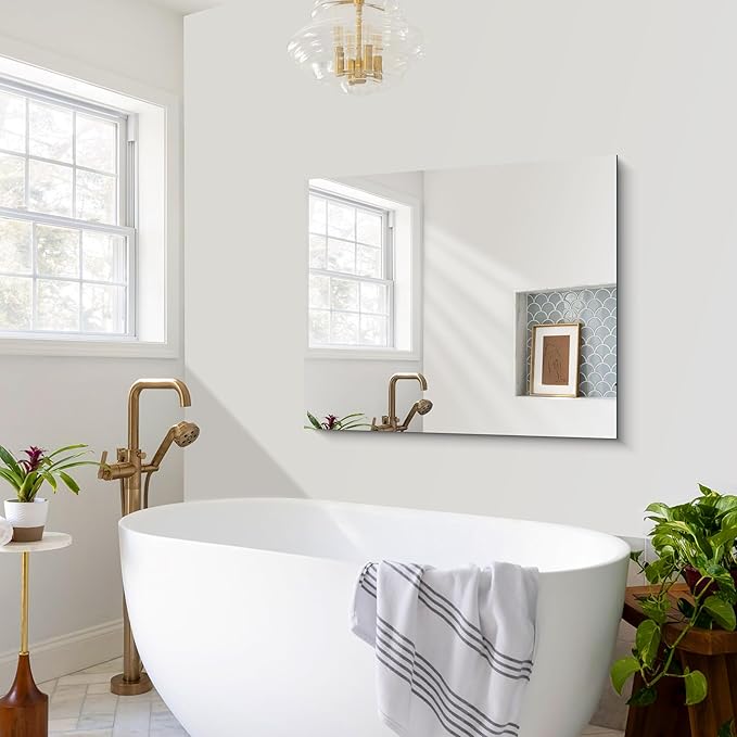 Frameless Mirror, 30x36 inch Rectangle Bathroom Mirror - Image 5