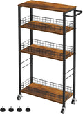 YBING Slim Storage Cart 4 Tier Narrow Kitchen Rolling Cart by YBING