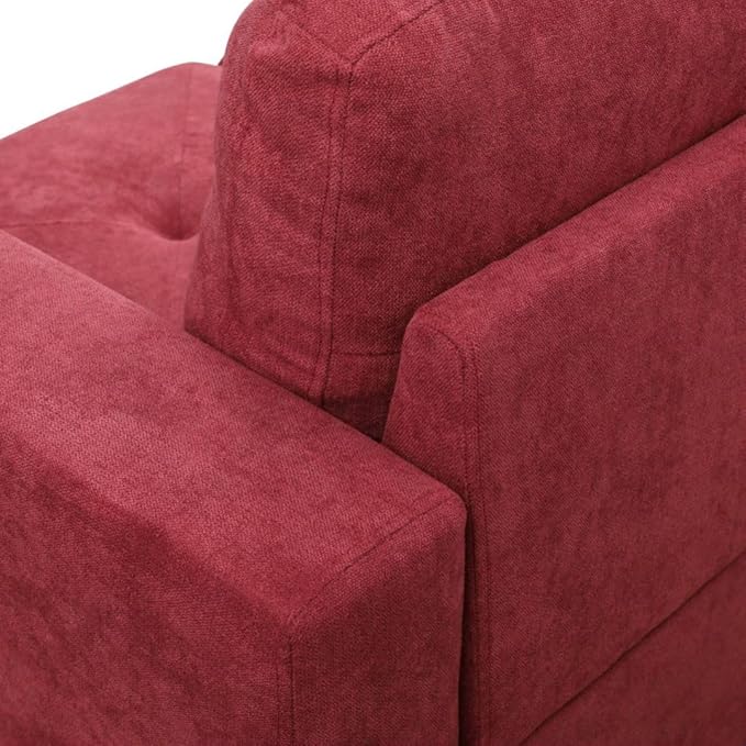 Red L-Shaped 3-Piece Flannelette Sofa - Image 7