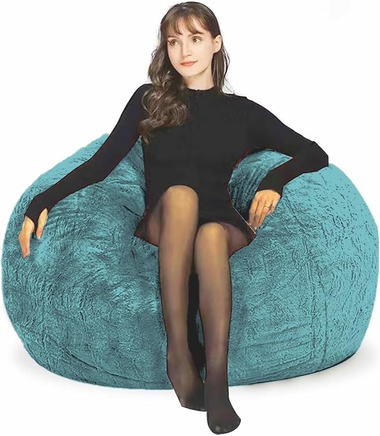 Bean Bag Chair for Adults Kids Without Filling Comfy Fluffy Round Beanbag Couch by FunnyFurnitureforYourHous