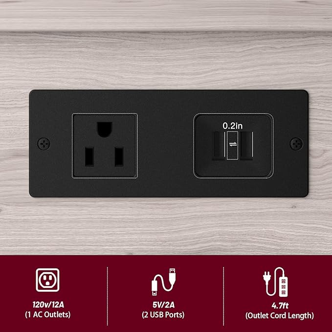Side Table with Charging Station and Drawer, Narrow End Table with USB Ports - Image 6