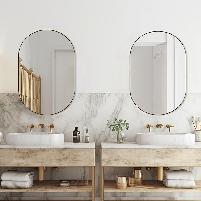 ANDY STAR Oval Mirrors for Bathroom, 26x38 Inch Gold Oval Mirror, Oval Brass - Image 3
