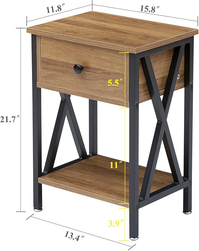 VECELO Nightstands Set of 2, Modern Bedside End Tables, Night Stands - Image 3