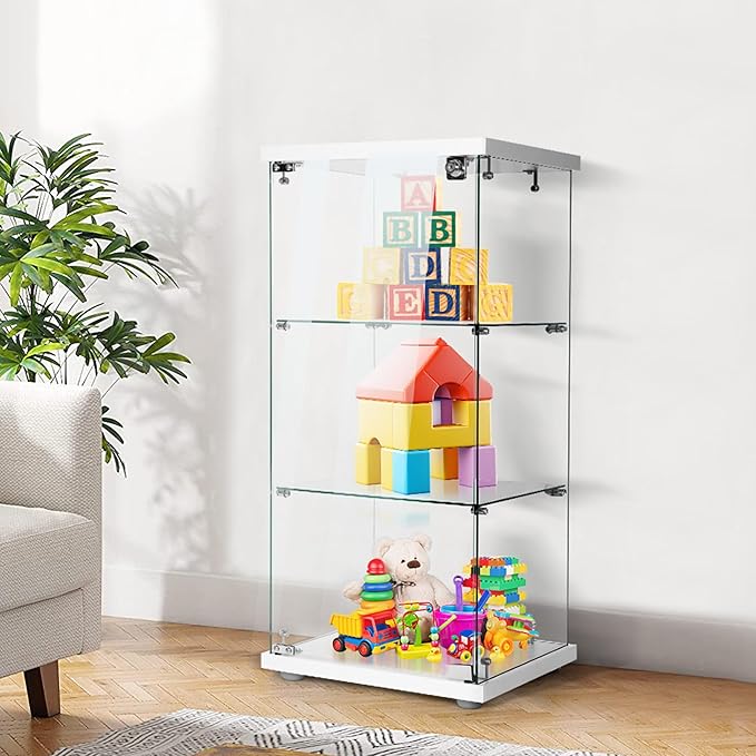 VIVOHOME 3 Layers 16''W x 16''D x 33''H Glass Display Cabinet Showcase - Image 3