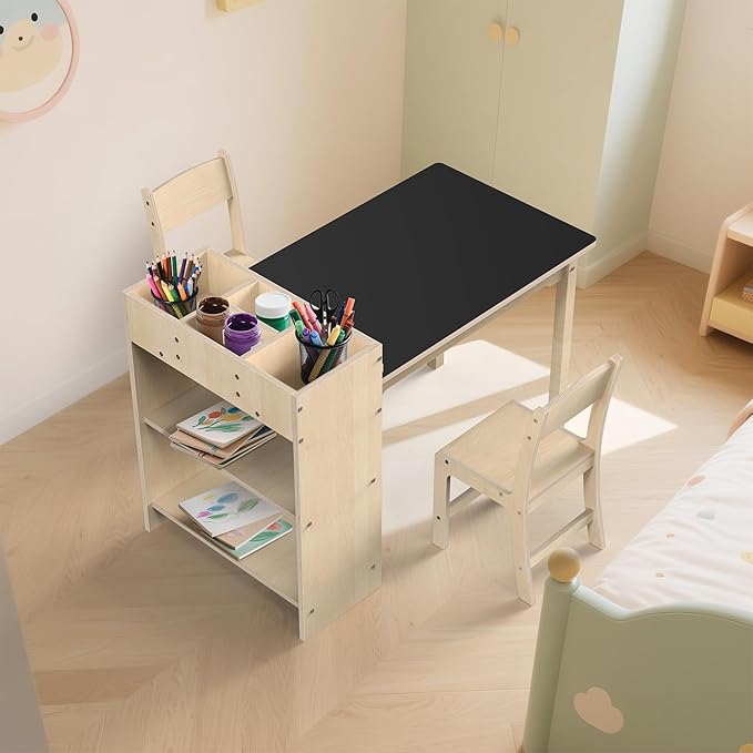 Kids Art Table and Chair Set, Sturdy Beech Wood Study Desk - Image 7