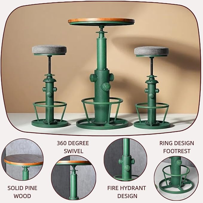Farmhouse Bistro Bar Table Vintage Round Pub Table Industrial Coffee Table - Image 4