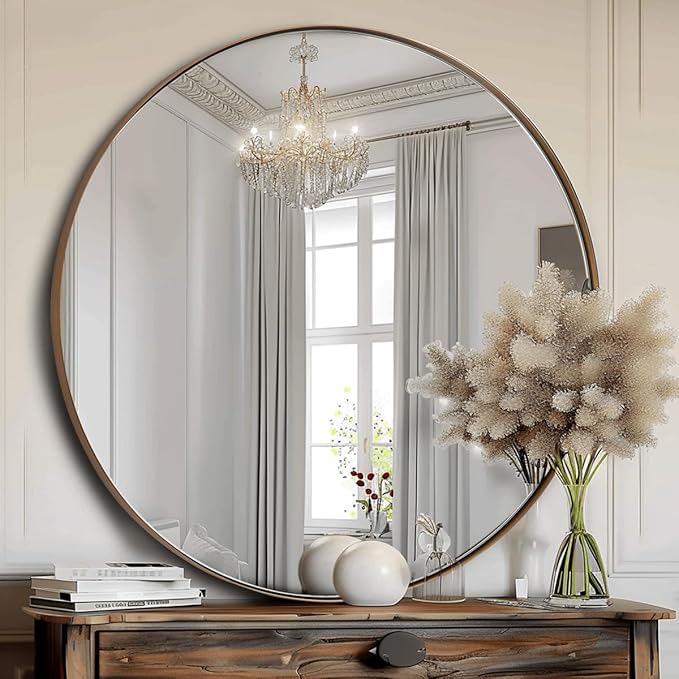 ANDY STAR Bronze Round Mirror 36 inch, Oil Rubbed Bronze Round Mirror in Metal - Image 3