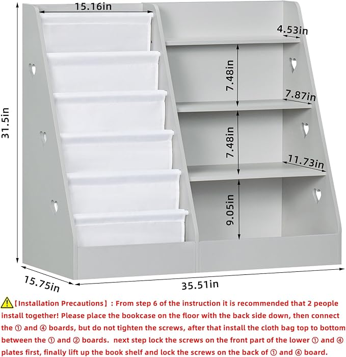 Lerliuo 4 Tier Kids Bookshelf and Storage Organizer, Five Layer Sling Children - Image 3