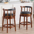 Cow top Leather Wooden Bar Stools, 360 Degree Swivel Bar Height Chair by AULIFE