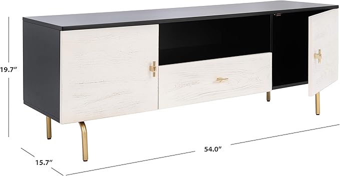 SAFAVIEH Genevieve TV Stand for up to 65" Flatscreen – Black & White Washed - Image 2