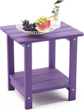 LUE BONA Adirondack Outdoor Side Table, 2-Tier Purple HDPS Patio End Table by LUEBONA