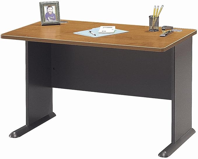 Bush Business Furniture Series A 48W Computer Desk in Natural Cherry and Slate - Image 6