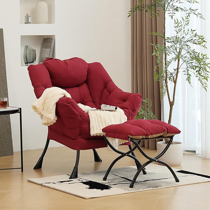 Lazy Chair with Ottoman, Modern Chair with Folding Footrest, Lounge Accent Chair - Image 2