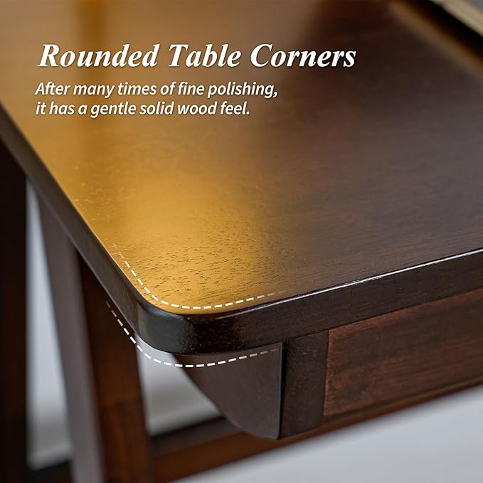 Computer Desk with Drawers, Solid Wood Writing Desk, Mid Century Modern Home - Image 7