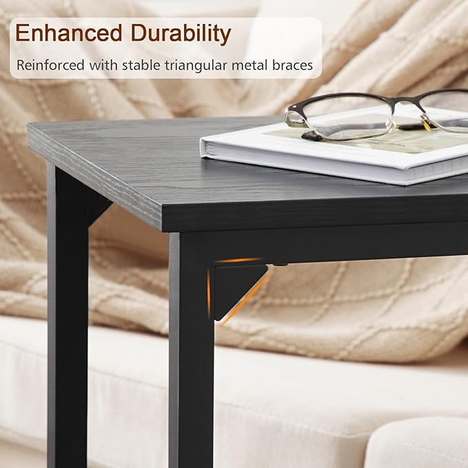 AMHANCIBLE C Shaped End Table Set of 2, Couch Tables That Slide Under, TV Tray - Image 6