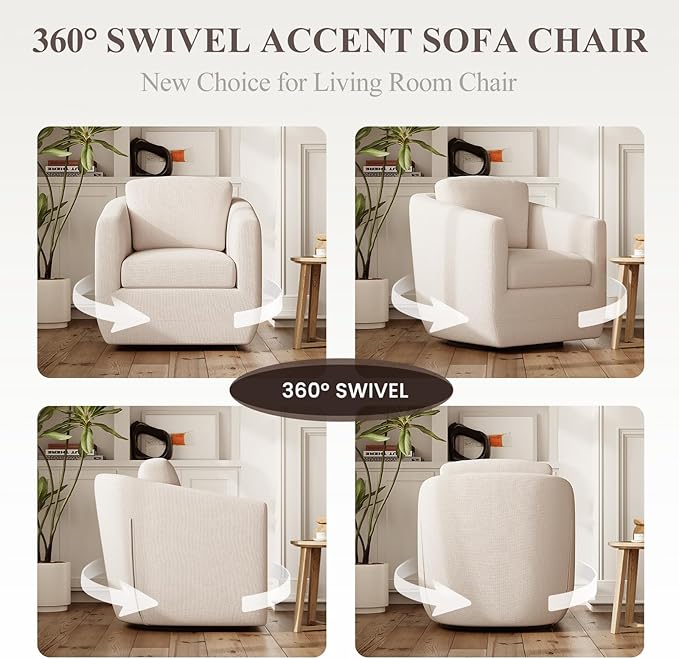COLAMY 360° Swivel Accent Chair Set of 2 - Image 4