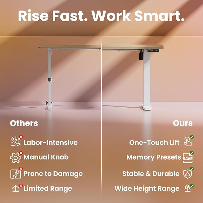 HUANUO 48" Electric Standing Desk Adjustable Height, 4 Memory Height Settings - Image 6