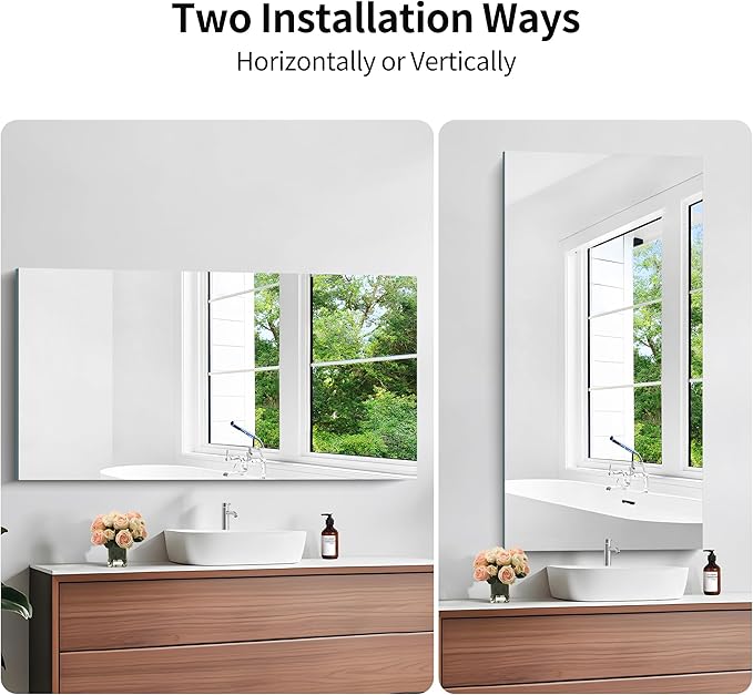 KOCUUY Frameless Mirror, 24x48 Inch Rectangle Bathroom Vanity Mirror - Image 7