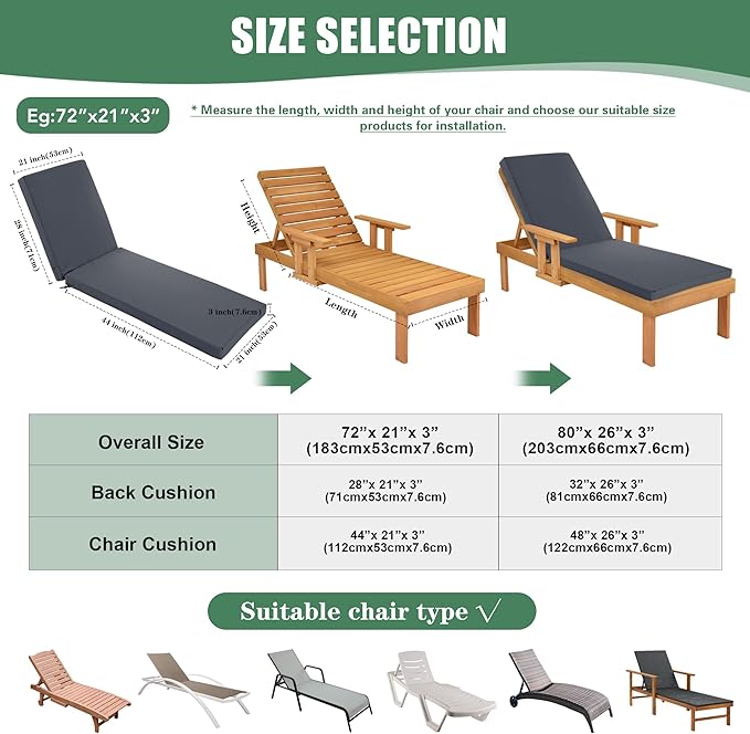 Chaise Lounge Cushions Outdoor Set of 4 - Image 7