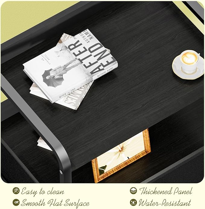 Night Stand Nightstand with 1 Drawer Black Nightstands Storage Night Stands - Image 7