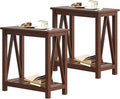 ChooChoo Farmhouse End Table Set of 2, Rustic Vintage Narrow End Side Table by ChooChoo